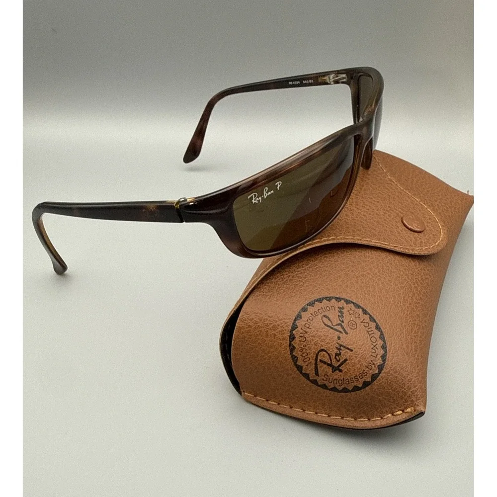 Ray-Ban RB4034 Predator 642/83 Polarized Wrap Sunglasses Havana Brown w/ Case